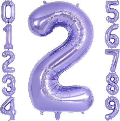 Purple Number 2 Balloon 40 Inch, Big Large Foil Helium Number Balloons by AIQINHU