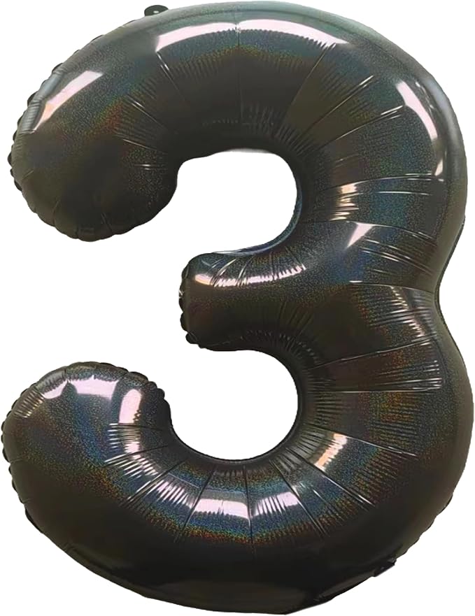 Jonhamwelbor 40 Inch Laser Black Number 3 Balloon Foil Mylar Giant Balloon by Jonhamwelbor