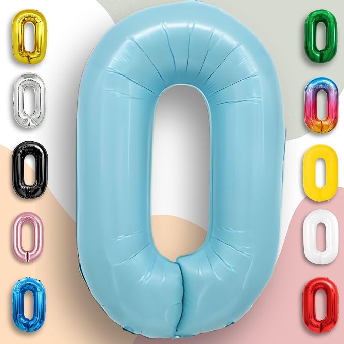 Candy Blue Number Balloon 0 Mylar Foil Balloons 32 inch - Image 4