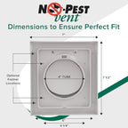 NO-PEST VENT, Exclusive Dual Door Dryer Vent Cover Outdoor 4 inch or Bathroom fan, Made in USA w Highest UV Resistant Plastic in any Outdoor Vent Cover (Light Grey, 4 inch With 12" Duct Tube)