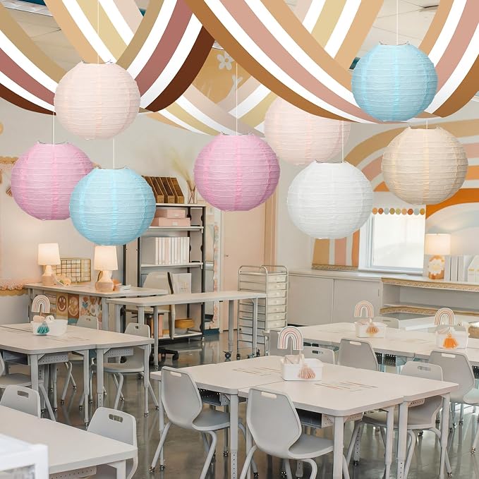 11 Pcs Boho Classroom Ceiling Decor Include 12 x 2 ft Fluorescent Light Covers by VioraWhite