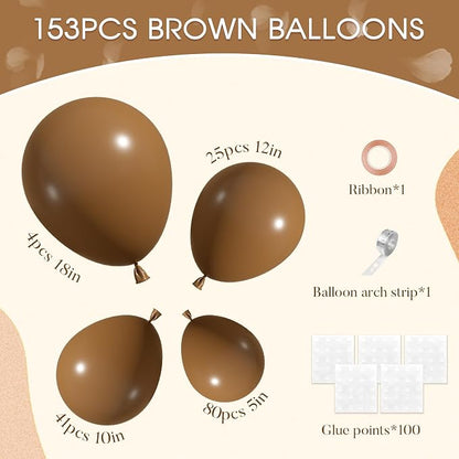 Amandir 153pcs Brown Balloons Arch Garland Kit Different Sizes | 18 12 10 5 - Image 3