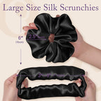 OLESILK Silk Scrunchies Oversized 100% Mulberry: Large for Women& Girls Long Thick Hair, Soft Smooth for No Damage Hair Care Sleeping