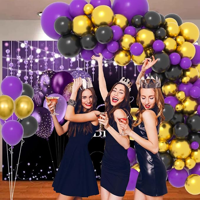 Purple Black Gold Balloon Arch Garland Kit - Image 3