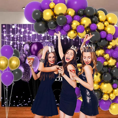 Purple Black Gold Balloon Arch Garland Kit - Image 3