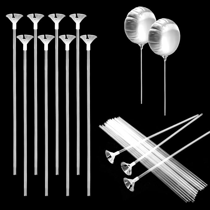 JJUNW 20 Pcs Balloon Sticks, Long Plastic Balloon Sticks by Unknown