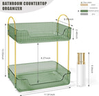Bathroom Counter Organizer Countertop Storage Skincare Countertop Makeup Organizer Cosmetics Skincare Organizers Holder for Perfume-Green-golden pole