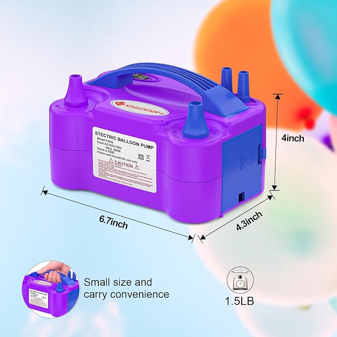 IDAODAN Electric Balloon Pump, Portable Electric Balloon Blower Machine - Image 5