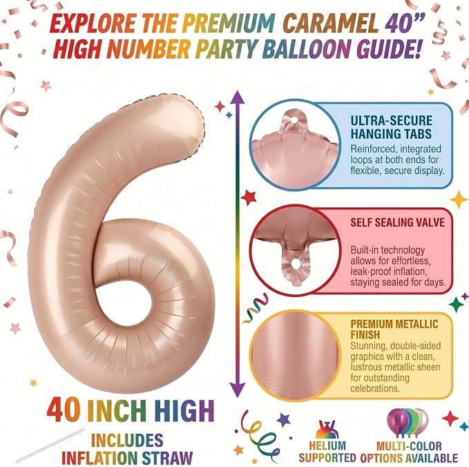 40 Inch Caramel Foil Number 16 Balloon - Image 2