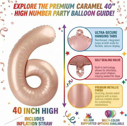 40 Inch Caramel Foil Number 16 Balloon - Image 2