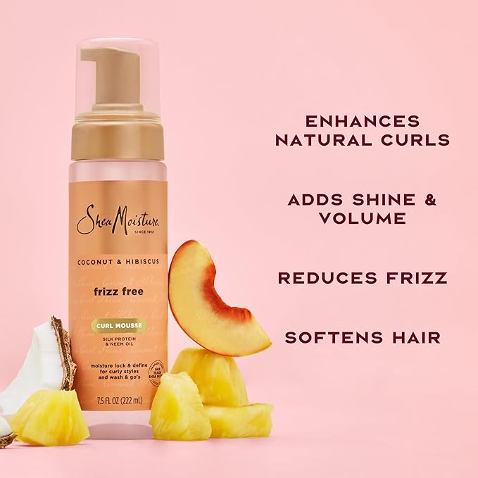 SheaMoisture Curl Mousse Coconut and Hibiscus for Frizz Control Styling Mousse with Shea Butter 7.5 oz