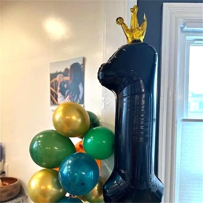 Crown Number Balloons 4 for Kids, Large Black Number Balloon 0-9 Set, Foil - Image 7