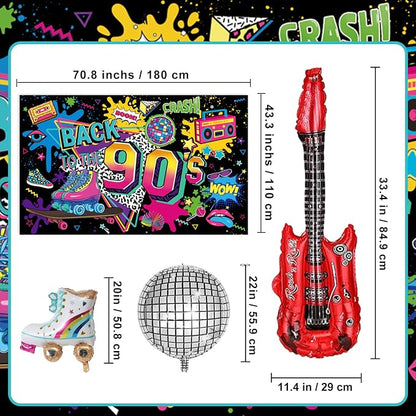 90s Birthday Party Decorations Includes Backdrop, Honeycomb Centerpieces - Image 3