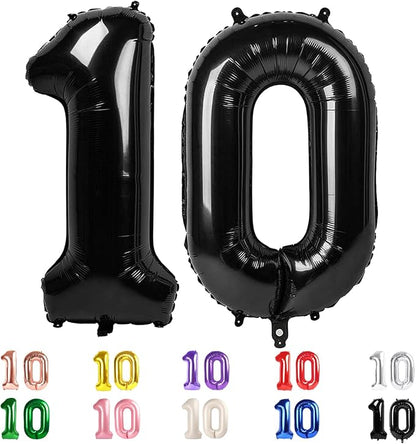 10 Balloon Numbers 40Inch for 10th Year Old Birthday Decorations, Inflation by Mluchee