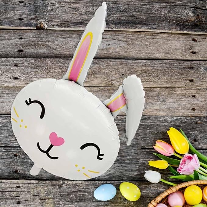 Bunny Balloons Easter Balloon Bunny Birthday Party Decorations Rabbit Head Foil - Image 4