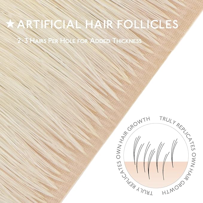 WENNALIFE Invisi Edge & Classic Tape in Hair Extensions Human Hair, 22 Inch 100g 40pcs(20pcs Invisi Edge & 20pcs Classic) Platinum Blonde Invisible Luxury Remy Hair Natural Seamless Injected Tape Ins