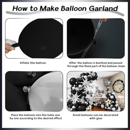 Black and Silver Balloon Garland Arch Kit - Image 9