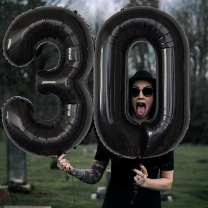 Number Balloons Black Party Balloon - Image 5