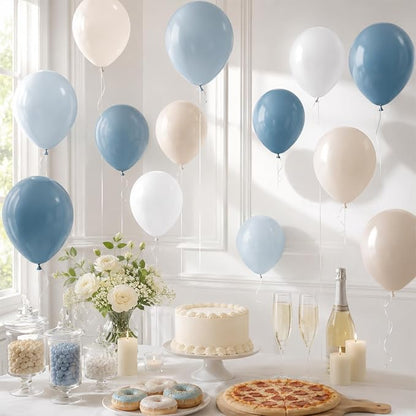Dusty Blue White Balloons - Image 5