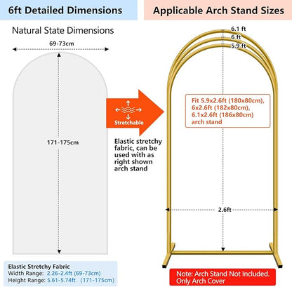 Hemmotop Stretchy Arch Backdrop Cover Set, 7.2 ft and 6 ft | Spandex, 2 Sided - Image 3