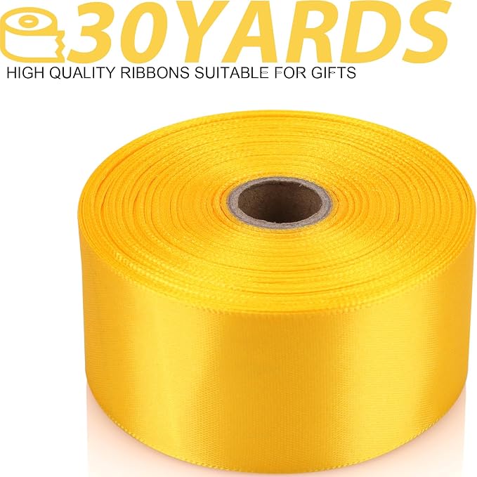 1-1/2 Inch 30 Yards Yellow Solid Satin Ribbon - Image 2