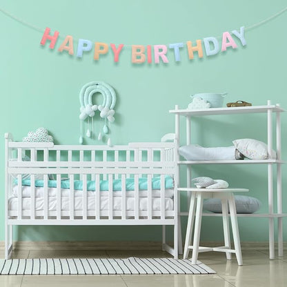 Felt Happy Birthday Garland Rainbow Banner Reusable Happy Birthday Sign Party - Image 6