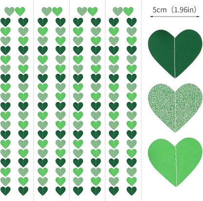 Green Party-Decorations Heart Paper-Garland Streamers-Banner - 52Ft St Patricks - Image 2