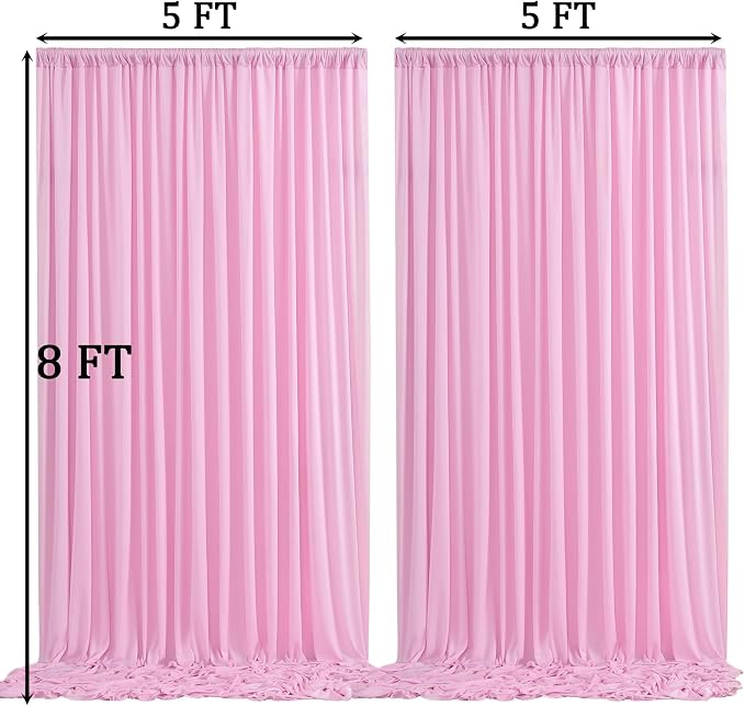 10ft x 8ft Wrinkle Free Pink Backdrop Curtain Drapes, Thick Polyester Baby Pink - Image 6