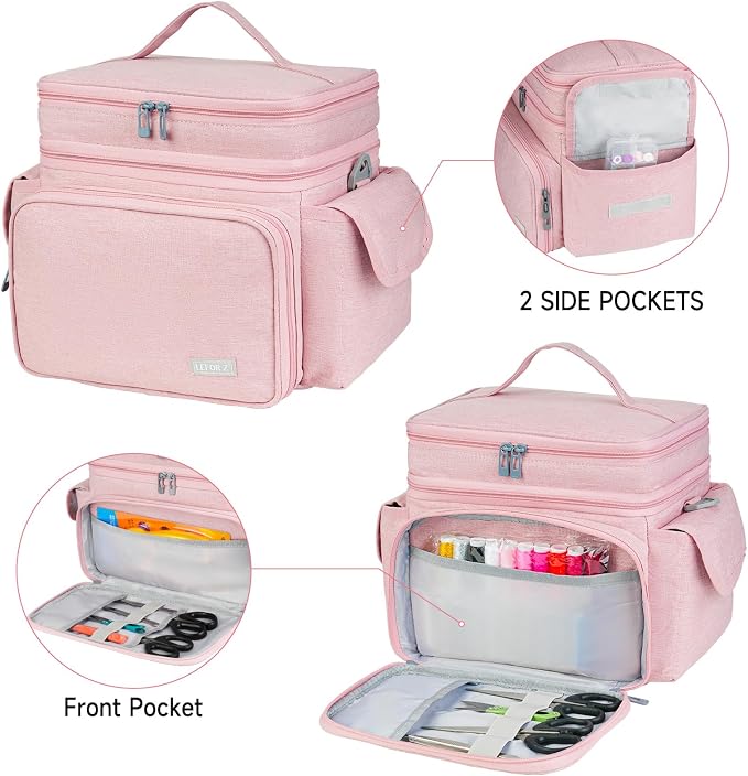 LEFOR·Z Small Sewing Supplies Organizer Bag, Sewing Box | Double-Layer Sewing - Image 4