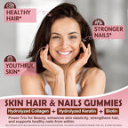 Hydrolyzed Collagen Peptides, Marine Gummies for Women Men, Multi Collagen Type I II III V & X for Hair Growth, Healthy Skin Nails - Collagen Gummy w/ Hair Vitamins Biotin Keratin & Vitamin D3, 120Cts