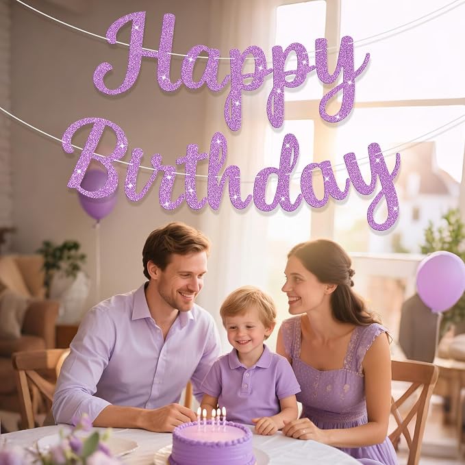 Glitter Happy Birthday Banner Sign Birthday Garland Wall Door Banners Flag - Image 5
