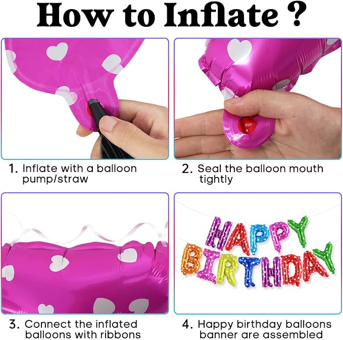 Happy Birthday Balloons Banner, Foil Balloon Personalized Name Letters Balloons - Image 7