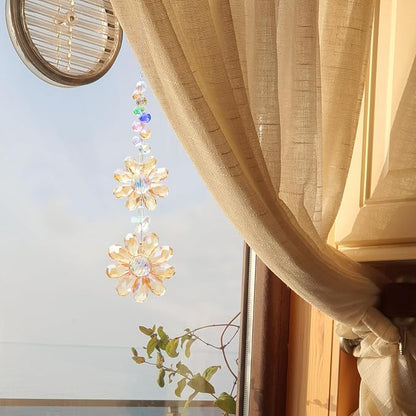 Crystal Flower Suncatcher Hanging Ornament, Rainbow Maker Window Sun Catcher - Image 3