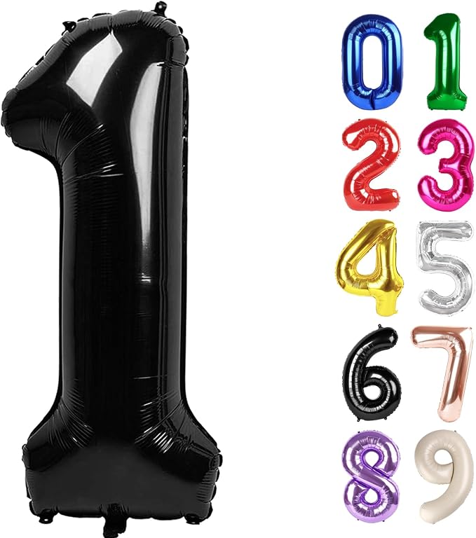 1 Balloon - Black Birthday Number Balloons, 40 Inch Decorations Men Women | by ALPHADELTAPI