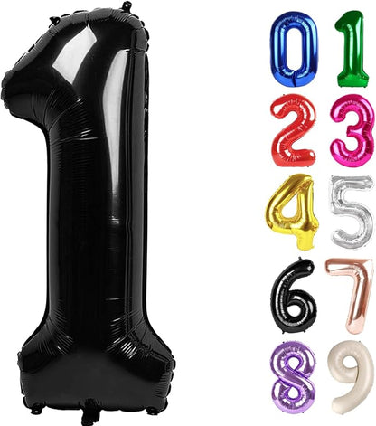 1 Balloon - Black Birthday Number Balloons, 40 Inch Decorations Men Women | by ALPHADELTAPI