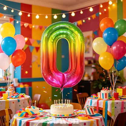 SUWEN Rainbow Number 0 Balloon 40 Inch, Big Colorful Balloons 0-9 | Large - Image 3