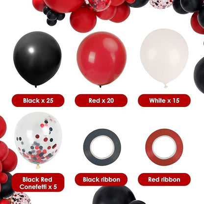 RUBFAC Red and Black Balloons Graduation Decorations Kit, Party Balloons - Image 2