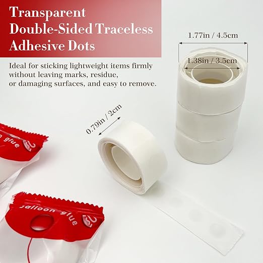 1000-Pack Transparent Adhesive Dots, Double-Sided Removable Glue Points - Image 3