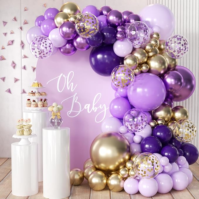MEBAY Purple and Gold Balloons Arch Kit by MEBAY