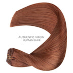 WENNALIFE Clip in Hair Extensions Real Human Hair, 14 Inch 150g 9pcs Human Hair Extensions Clip In, Dark Auburn Copper Hair Extensions Clip In Real Hair Coloured Remy Human Hair Extensions