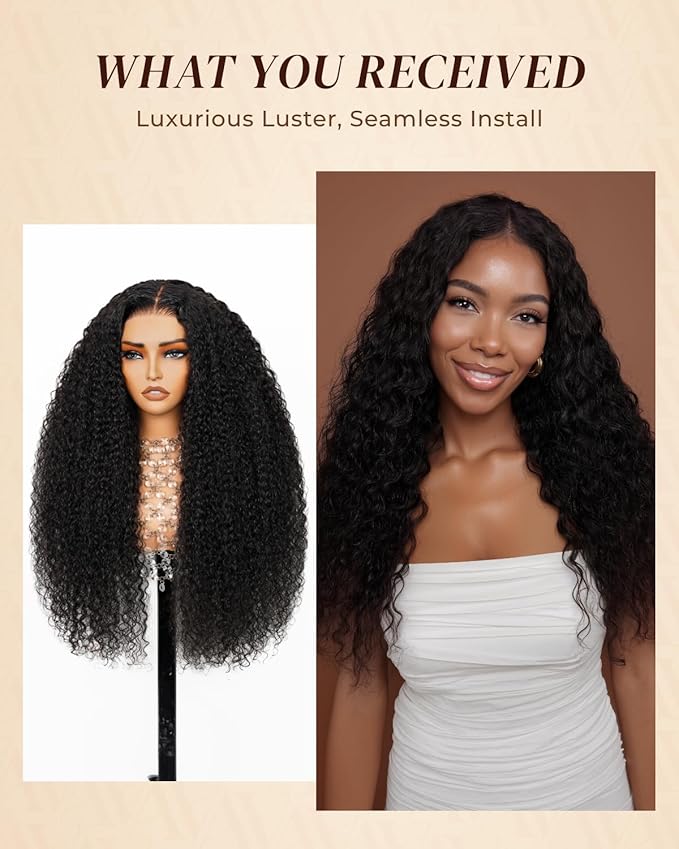 Arabella 13x6 Lace Front Wigs Human Hair 210% Density Glueless Wigs Human Hair 100% Curly Wave Human Hair Wigs 12A Pre Plucked Pre-Bleached Pre-Cut Glueless Wig (26inch,13x6 deep curly wig)