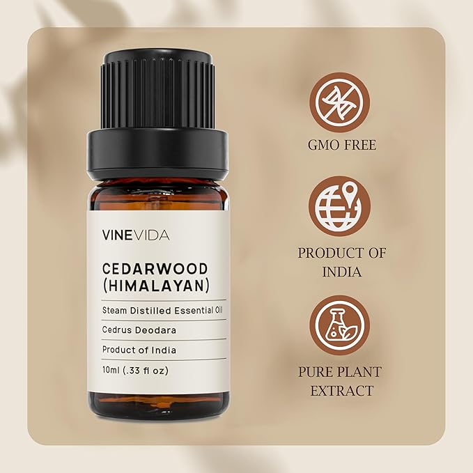 VINEVIDA Cedarwood Himalayan Essential Oil - Undiluted - 10ml Bottle - DIY Candle Scent and Soap Making