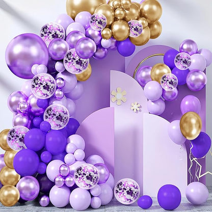 148 Pieces Purple Balloons Garland Arch Kit Light Pastel Purple Lavender Gold by BHUCUTU