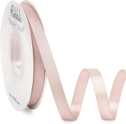 Ribbli Double Faced Vanilla Satin Ribbon, 3/8” x Continuous 25 Yards, Use by Ribbli