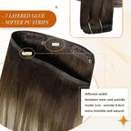 Full Shine Brown Extensions clip in Balayage Brown with Blonde Seamless Hair Extension Short 12 Inch Hair Extensions Clip in Human Hair for Women 12 Inch 95 Grams 8 PCS