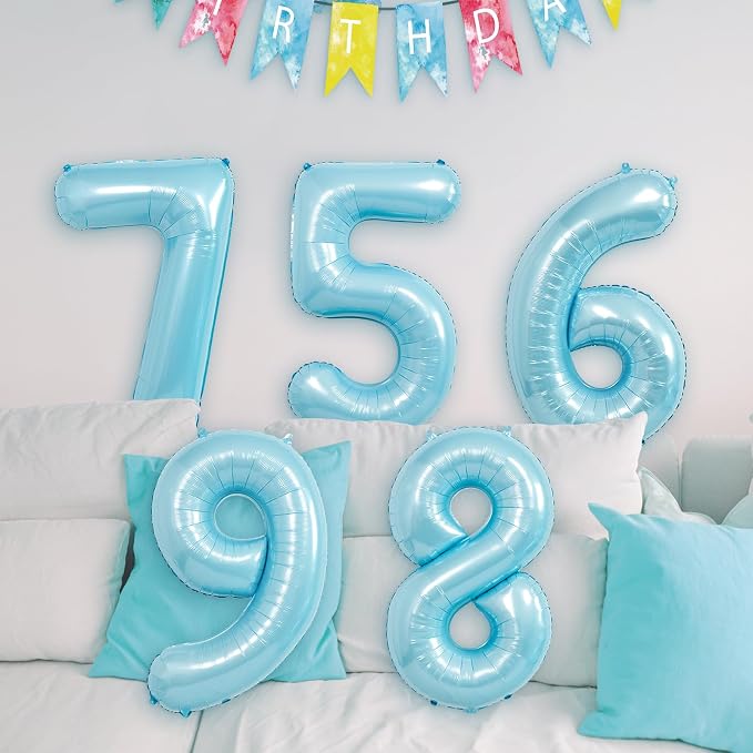 40 Inch light blue Number Balloons, Helium Mylar Foil Number Balloons - Image 5