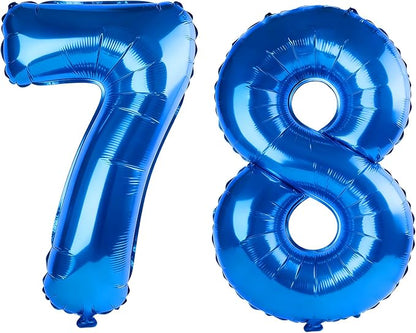 40 Inch Number 78 Balloons for 78th Birthday Party Decorations, 0-100 Dark Blue by FOBELEC