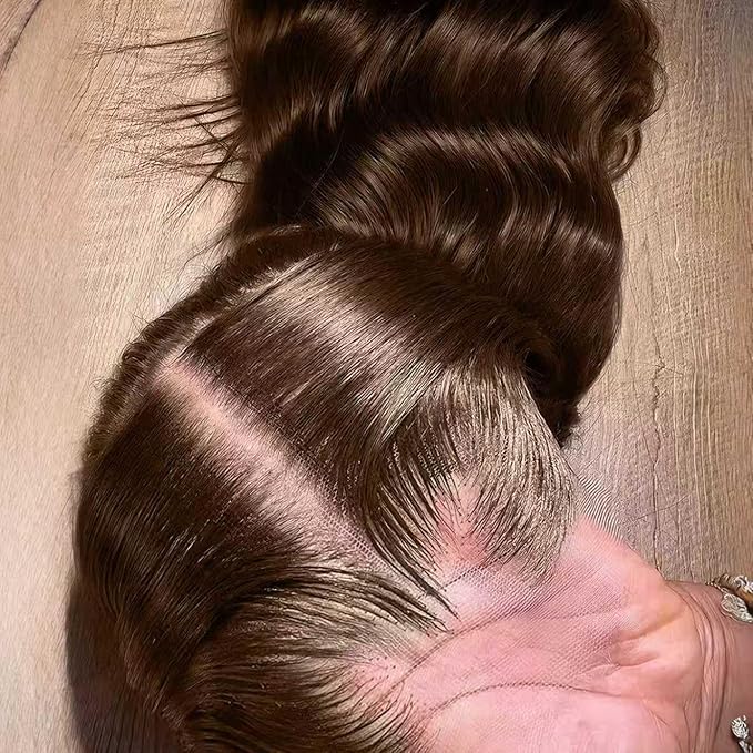 250 Density 13x6 SKINLIKE Real HD Lace Wigs 15A Chocolate Brown Lace Frontal wigs Human Hair Invisible 0.1mm Ultra-thin Frayed Ends Full Cuticle Aligned Virgin Hair Tiny Knots(24 Inch,Chocolate Wig)