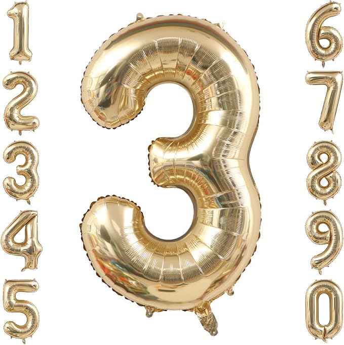 White Gold Number 3 Balloon 40 Inch, Metallic Numeral by Unknown