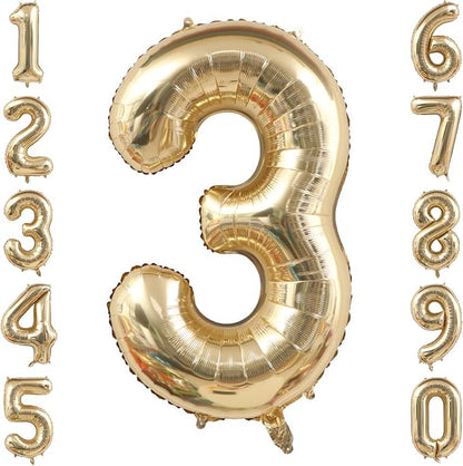 White Gold Number 3 Balloon 40 Inch, Metallic Numeral by Unknown